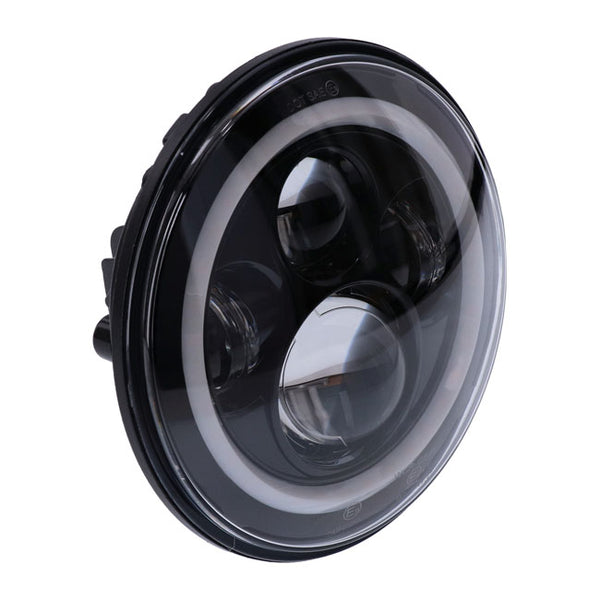 BRIGHT, 7 INCH LED HEADLAMP UNIT. BLACK. HALO RING