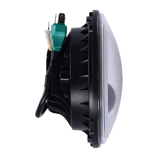 BRIGHT, 7 INCH LED HEADLAMP UNIT. BLACK. HALO RING