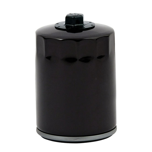 MCS, spin-on oil filter, with top nut for M8. Black or chrome.