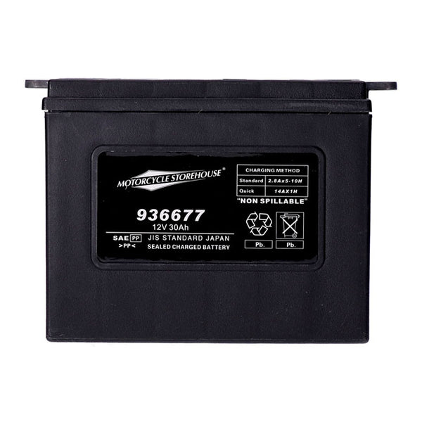 MCS, standard series - AGM sealed battery. 12v, 30ah. 370cca. HD  65-84 FL; 67-78 XL Sportster; 64-73 45" Servi-Car
