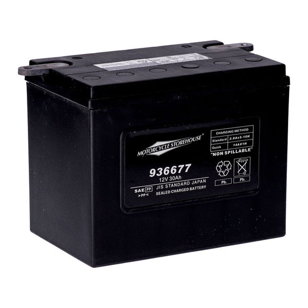 MCS, standard series - AGM sealed battery. 12v, 30ah. 370cca. HD  65-84 FL; 67-78 XL Sportster; 64-73 45" Servi-Car