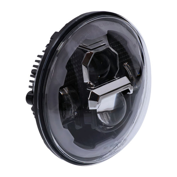 BRIGHT, 7 INCH LED HEADLAMP UNIT. BLACK.