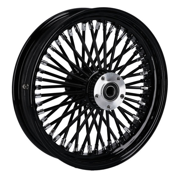 MCS RADIAL 48 FAT SPOKE REAR WHEEL 3.50 X 16. Svart/Krom - Krom - Svart