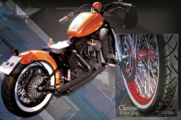 SHINKO SR777R REAR TIRES. WHITEWALL. Tubeless.