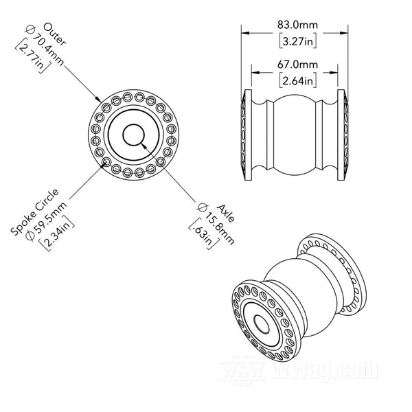 LACED FRONT WHEEL. SPOOLHUB. "21"