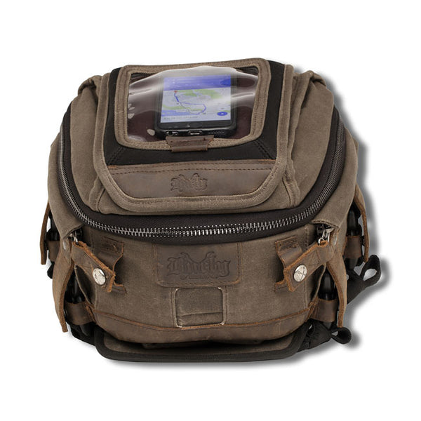 BURLY VOYAGER TANK/TAIL BAG WAXED CANVAS DARK OAK