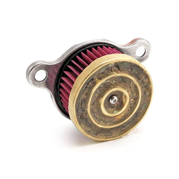 WANNABE CHOPPERS WANNASUCKER BRASS "WAVE" AIR CLEANER. 93-99 S&S Super E/G.