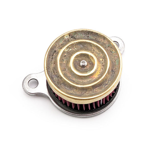 WANNABE CHOPPERS WANNASUCKER BRASS "WAVE" AIR CLEANER. 93-99 S&S Super E/G.