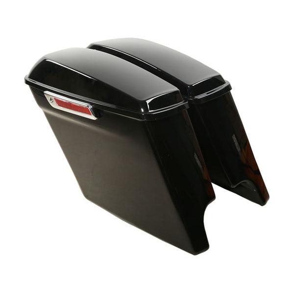 "5" DOWN EXTENDED SADDLEBAG SET. BLACK. HD touring. 14-23.