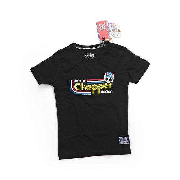 BOBBY BOLT. IT'S A CHOPPER BABY T-SHIRT. BLACK