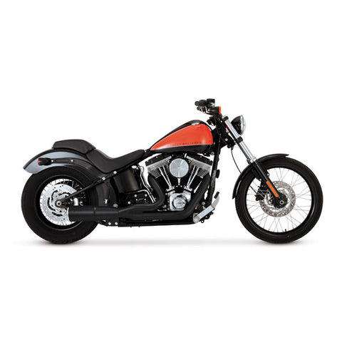 V&H Hi-output . 2-1 short. HD Softail. Svart.