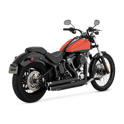 V&H, 2-1/2" BIGSHOTS STAGGERED PCX EXHAUST. BLACK. HD Softail 86-17.