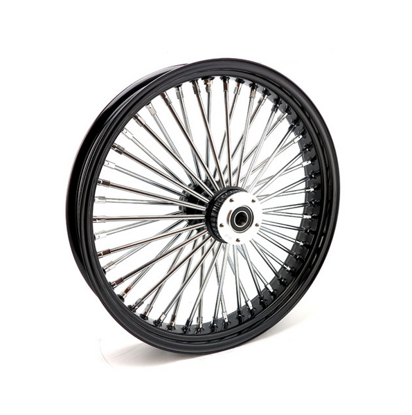 MCS RADIAL 48 FAT SPOKE FRONT WHEEL 3.50 X 21. Svart/Krom - Krom - Svart.