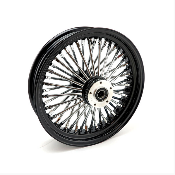 MCS RADIAL 48 FAT SPOKE REAR WHEEL 3.50 X 16. Svart/Krom - Krom - Svart