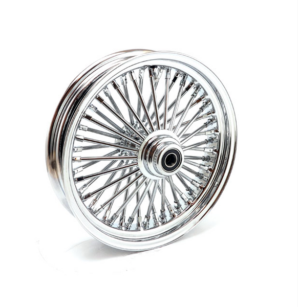 MCS RADIAL 48 FAT SPOKE FRONT WHEEL 3.50 X 16. Svart eller krom.