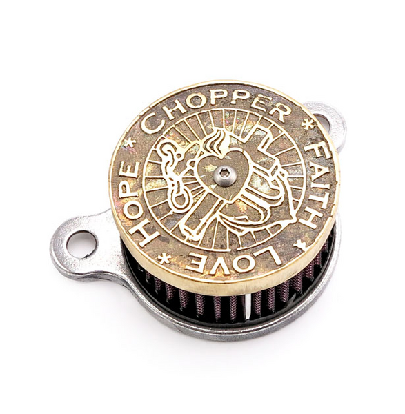 WANNABE CHOPPERS WANNASUCKER BRASS "CFLH" AIR CLEANER. S&S Super E/G