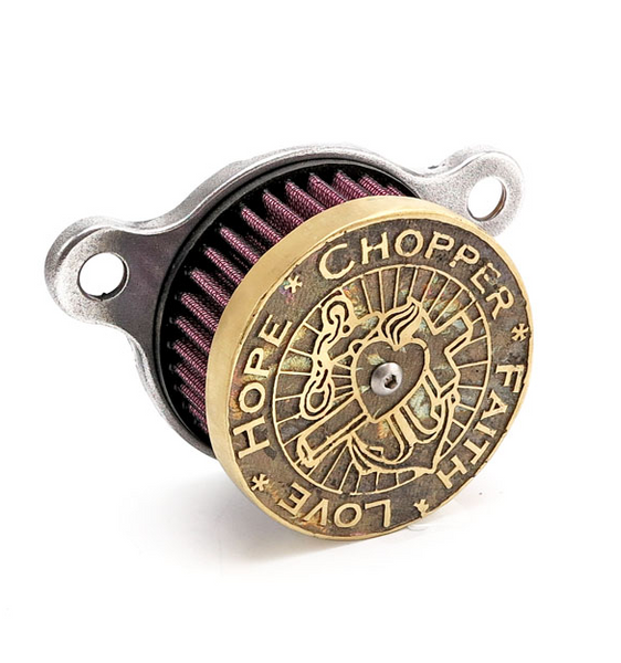 WANNABE CHOPPERS WANNASUCKER BRASS "CFLH" AIR CLEANER. S&S Super E/G