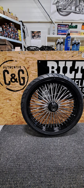 Pakketilbud. Fat spoke felg 3.5x21 med Shinko 999 120/70-B21 dekk.