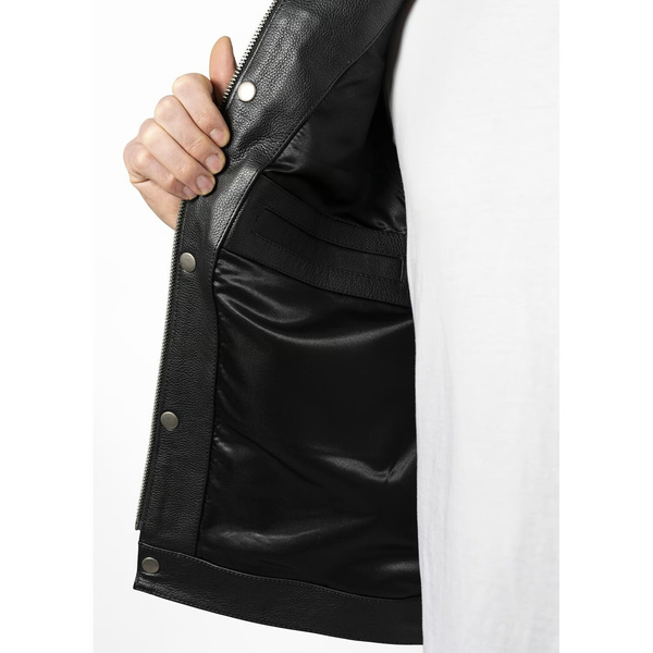 JOHN DOE MC OUTLAW LEATHER VEST BLACK