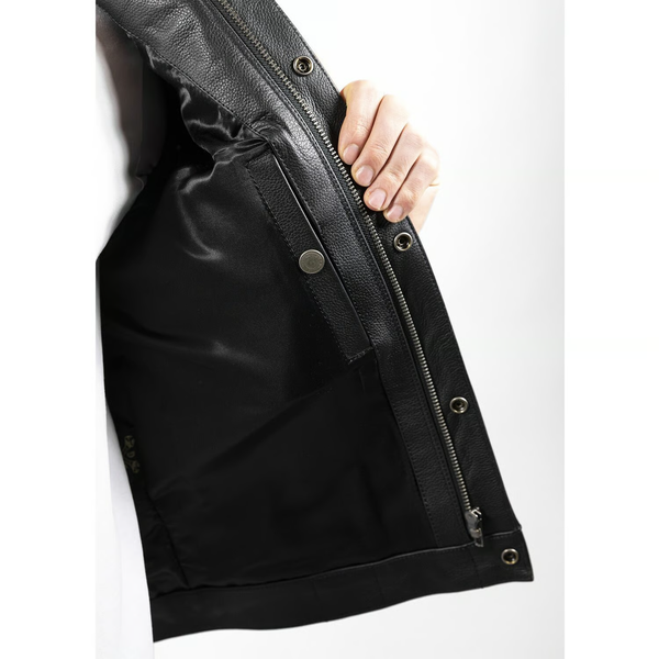 JOHN DOE MC OUTLAW LEATHER VEST BLACK