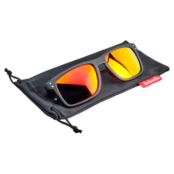 Biltwell Ramblr sunglasses. Grey smoke-Red mirror.
