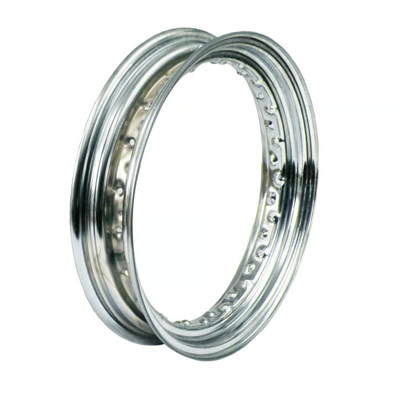 Felgring. Dropcenter 3.00x16. Metallventil side. Svart eller krom.