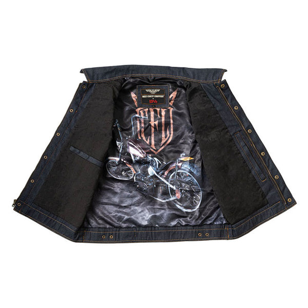 WEST COAST CHOPPERS-13 1/2 DOMINATOR RAW DENIM RIDING VEST