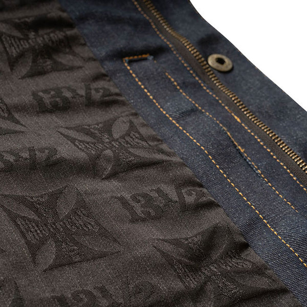 WEST COAST CHOPPERS-13 1/2 DOMINATOR RAW DENIM RIDING VEST