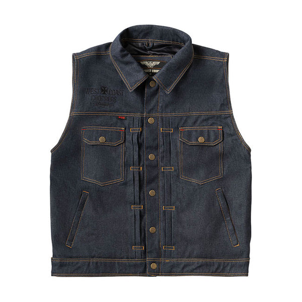 WEST COAST CHOPPERS-13 1/2 DOMINATOR RAW DENIM RIDING VEST