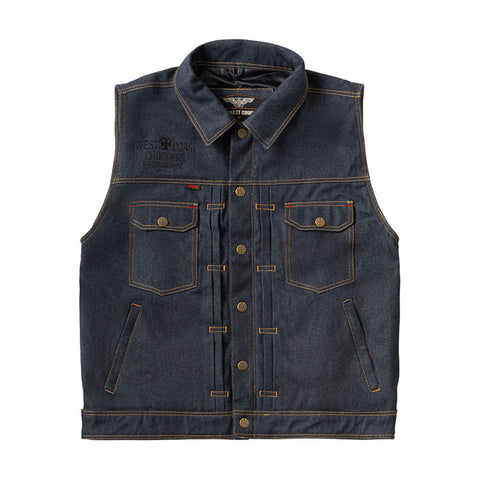 WEST COAST CHOPPERS-13 1/2 DOMINATOR RAW DENIM RIDING VEST