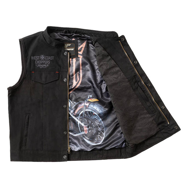 WEST COAST CHOPPERS-13 1/2 DOMINATOR BLACK CANVAS RIDING VEST