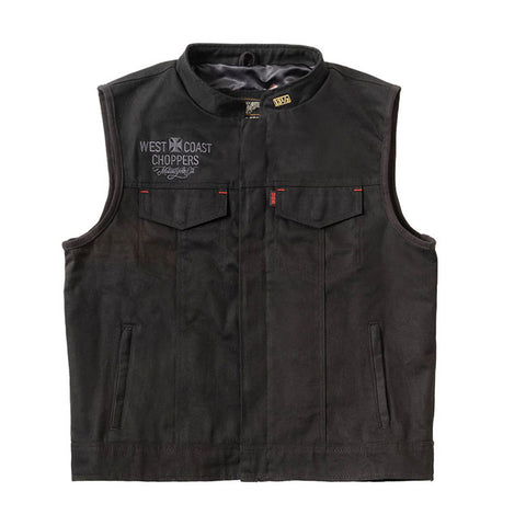 WEST COAST CHOPPERS-13 1/2 DOMINATOR BLACK CANVAS RIDING VEST