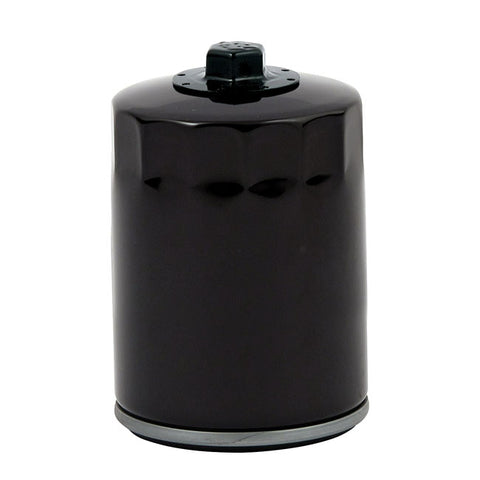 MCS, spin-on oil filter, with top nut for M8. Black or chrome.