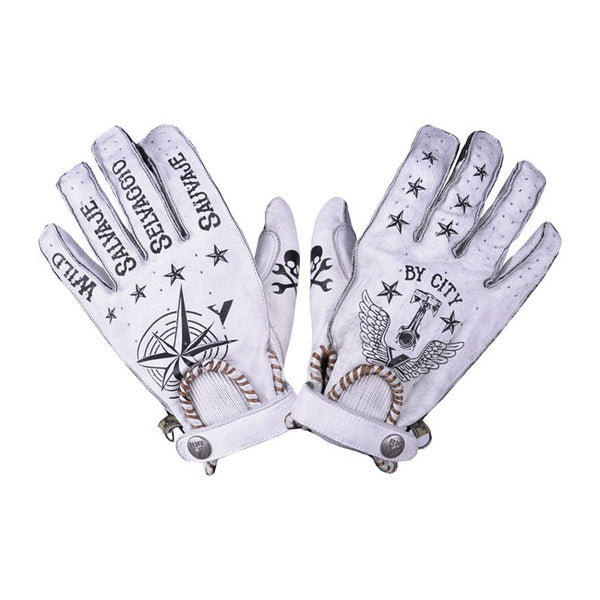 BY CITY SECOND SKIN GLOVES TATTOO WHITE