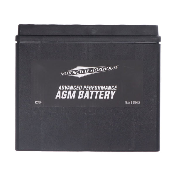 MCS, ADVANCE SERIES - AGM SEALED BATTERY. 12V, 18AH, 310CCA. 97-23 Softail; 97-17(NU)Dyna; 97-03(NU)XL; 07-17(NU)V-Rod (excl. 2007 VRSCR); all Buell S1, S3, ST, M2, X1; Indian.