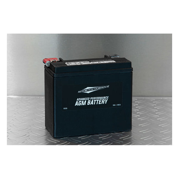 MCS, ADVANCE SERIES - AGM SEALED BATTERY. 12V, 18AH, 310CCA. 97-23 Softail; 97-17(NU)Dyna; 97-03(NU)XL; 07-17(NU)V-Rod (excl. 2007 VRSCR); all Buell S1, S3, ST, M2, X1; Indian.