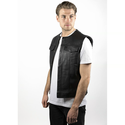 JOHN DOE MC OUTLAW LEATHER VEST BLACK