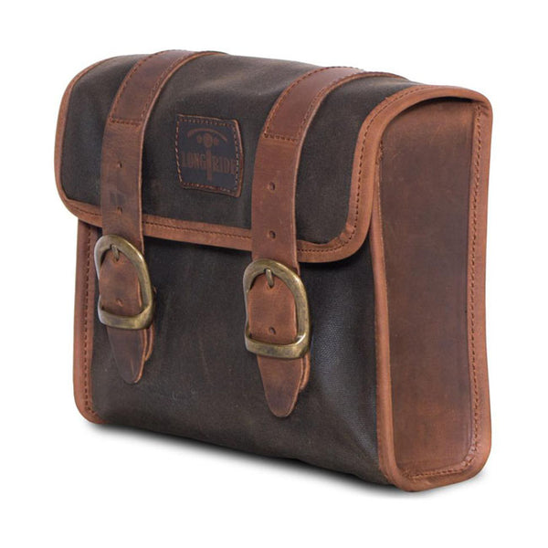 LONGRIDE, 'MINI' WAXED COTTON SADDLEBAG. KHAKI