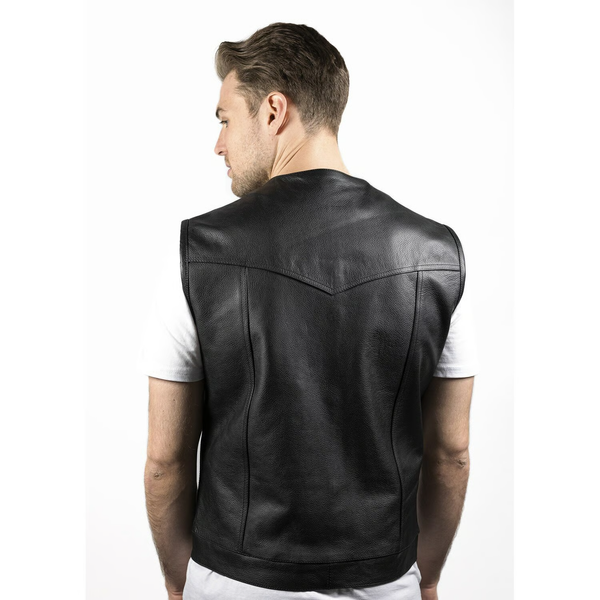 JOHN DOE MC OUTLAW LEATHER VEST BLACK