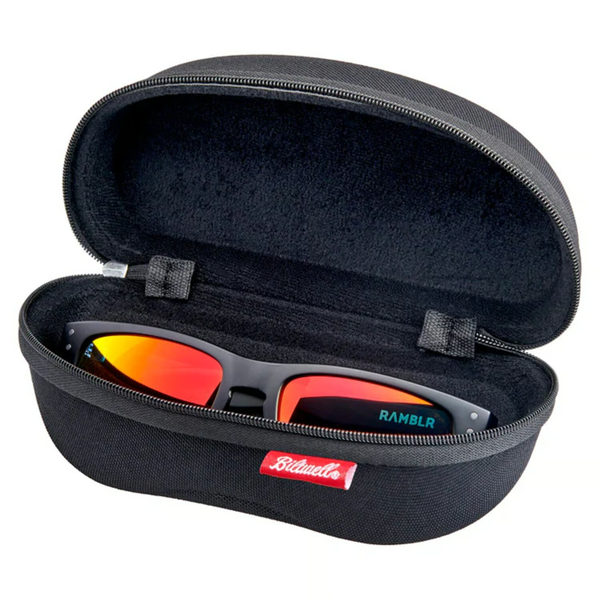Biltwell Ramblr sunglasses. Grey smoke-Red mirror.