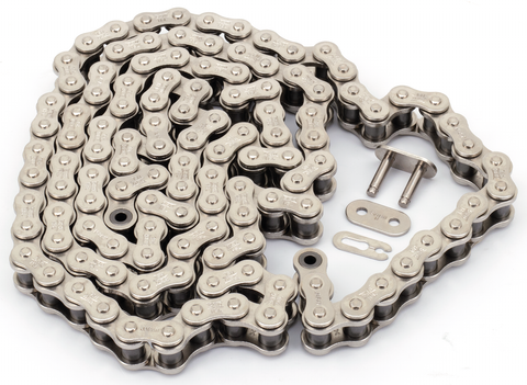 TSUBAKI MOTORCYCLE CHAIN. Delta 530 Series Self-Lubricating Nickel Plated chain.