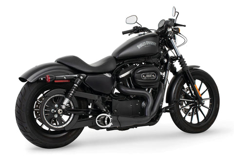 FREEDOM PERFORMANCE SHORTY 2-1. BLACK WITH CHROME COMBAT END CAP. HD SPORTSTER 04-22.