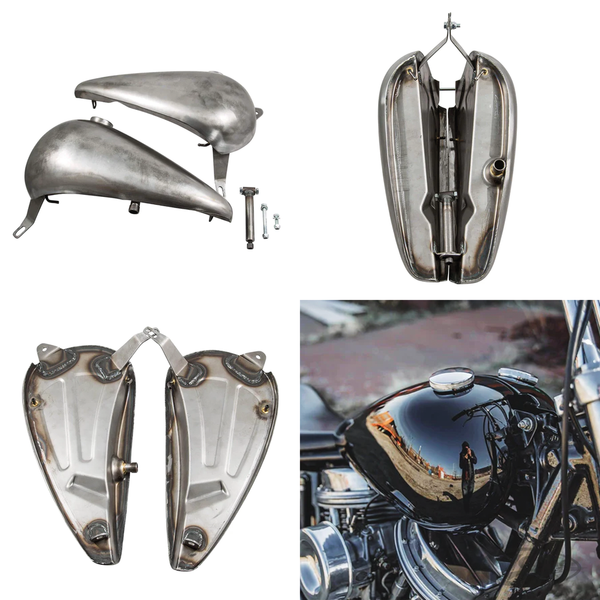 LOWBROW CUSTOMS WX STYLE SPLIT GAS TANKS FOR EARLY BIG TWIN 1936-1984 ...