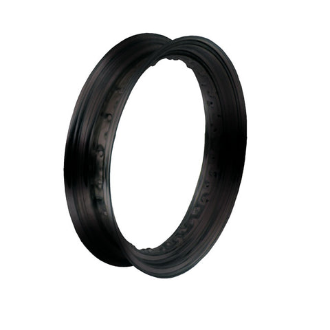 Felgring. 3.00x16. Sort. Metallventil side.