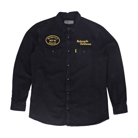 MOTORCYCLE STOREHOUSE DENIM SHIRT BLACK