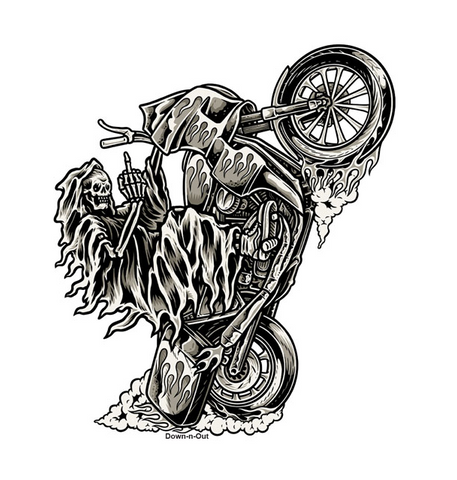 DOWN-N-OUT WHEELY REAPER STICKER