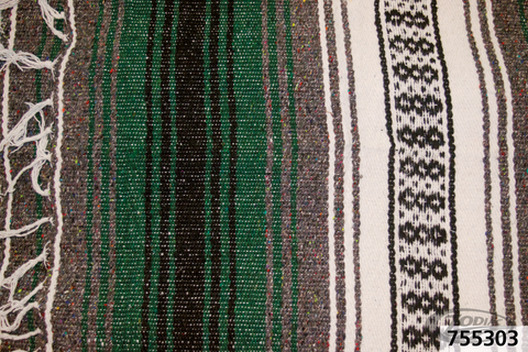 Texas Leather Meksikansk teppe med reimer. Grønn/hvit.
